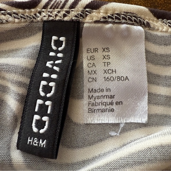 H&M Halter Crop Top Size XS Brown White Boho Hippie Festival Concert Groovy Vibe - Picture 2 of 9